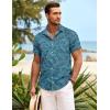 imageCOOFANDY Mens Hawaiian Shirt Short Sleeve Button Down Shirts Tropical Summer Beach Shirts Casual Floral Aloha ShirtsGreen Black Leaves
