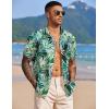 imageCOOFANDY Mens Hawaiian Shirts Short Sleeve Tropical Button Down Shirt Floral Shirt Summer Beach ShirtBamboo Greenyellow
