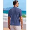 imageCOOFANDY Mens Knit Button Down Shirt Short Sleeve Vintage Polo Shirts Summer Casual Beach TopsDeep Blue