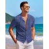 imageCOOFANDY Mens Knit Button Down Shirt Short Sleeve Vintage Polo Shirts Summer Casual Beach TopsDeep Blue