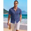 imageCOOFANDY Mens Knit Button Down Shirt Short Sleeve Vintage Polo Shirts Summer Casual Beach TopsDeep Blue
