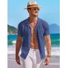 imageCOOFANDY Mens Knit Button Down Shirt Short Sleeve Vintage Polo Shirts Summer Casual Beach TopsDeep Blue