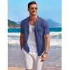 imageCOOFANDY Mens Knit Button Down Shirt Short Sleeve Vintage Polo Shirts Summer Casual Beach TopsDeep Blue
