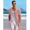 imageCOOFANDY Mens Knit Button Down Shirt Short Sleeve Vintage Polo Shirts Summer Casual Beach TopsDusty Pink