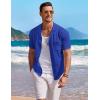 imageCOOFANDY Mens Knit Button Down Shirt Short Sleeve Vintage Polo Shirts Summer Casual Beach TopsSky Blue