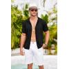 imageCOOFANDY Mens Knit Button Down Shirts Crochet Polo Shirts Vintage Short Sleeve Textured Shirts Summer Beach TopsBlack