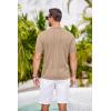 imageCOOFANDY Mens Knit Button Down Shirts Crochet Polo Shirts Vintage Short Sleeve Textured Shirts Summer Beach TopsKhaki
