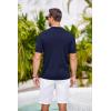 imageCOOFANDY Mens Knit Button Down Shirts Crochet Polo Shirts Vintage Short Sleeve Textured Shirts Summer Beach TopsNavy Blue