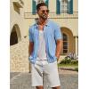imageCOOFANDY Mens Knit Button Down Shirts Short Sleeve Polo Shirt Casual Vacation Summer Beach ShirtsBlue