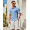 imageCOOFANDY Mens Knit Button Down Shirts Short Sleeve Polo Shirt Casual Vacation Summer Beach ShirtsBlue
