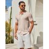 imageCOOFANDY Mens Knit Button Down Shirts Short Sleeve Polo Shirt Casual Vacation Summer Beach ShirtsCream
