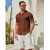imageCOOFANDY Mens Knit Button Down Shirts Short Sleeve Polo Shirt Casual Vacation Summer Beach ShirtsLight Brown