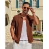 imageCOOFANDY Mens Knit Button Down Shirts Short Sleeve Polo Shirt Casual Vacation Summer Beach ShirtsLight Brown