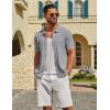 imageCOOFANDY Mens Knit Button Down Shirts Short Sleeve Polo Shirt Casual Vacation Summer Beach ShirtsLight Grey