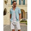 imageCOOFANDY Mens Knit Button Down Shirts Short Sleeve Polo Shirt Casual Vacation Summer Beach ShirtsSage Green