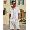 imageCOOFANDY Mens Knit Button Down Shirts Short Sleeve Polo Shirt Casual Vacation Summer Beach ShirtsWhite