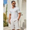 imageCOOFANDY Mens Knit Button Down Shirts Short Sleeve Polo Shirt Casual Vacation Summer Beach ShirtsWhite