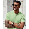 imageCOOFANDY Mens Knit Polo Shirts Short Sleeve Ribbed Knitted Shirt Summer Lightweight Casual Golf ShirtsIce Green