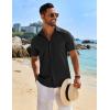 imageCOOFANDY Mens Linen Shirts Short Sleeve Button Down Shirt Casual Beach Summer Shirts Wedding Vacation ShirtBlack