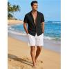 imageCOOFANDY Mens Linen Shirts Short Sleeve Button Down Shirt Casual Beach Summer Shirts Wedding Vacation ShirtBlack