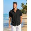 imageCOOFANDY Mens Linen Shirts Short Sleeve Button Down Shirt Casual Beach Summer Shirts Wedding Vacation ShirtBlack