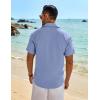 imageCOOFANDY Mens Linen Shirts Short Sleeve Button Down Shirt Casual Beach Summer Shirts Wedding Vacation ShirtBlue