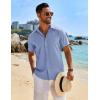 imageCOOFANDY Mens Linen Shirts Short Sleeve Button Down Shirt Casual Beach Summer Shirts Wedding Vacation ShirtBlue