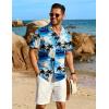 imageCOOFANDY Mens Linen Shirts Short Sleeve Button Down Shirt Casual Beach Summer Shirts Wedding Vacation ShirtBlue Sea