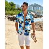 imageCOOFANDY Mens Linen Shirts Short Sleeve Button Down Shirt Casual Beach Summer Shirts Wedding Vacation ShirtBlue Sea