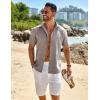 imageCOOFANDY Mens Linen Shirts Short Sleeve Button Down Shirt Casual Beach Summer Shirts Wedding Vacation ShirtBrown