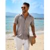 imageCOOFANDY Mens Linen Shirts Short Sleeve Button Down Shirt Casual Beach Summer Shirts Wedding Vacation ShirtBrown