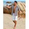 imageCOOFANDY Mens Linen Shirts Short Sleeve Button Down Shirt Casual Beach Summer Shirts Wedding Vacation ShirtBrown