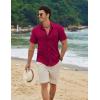 imageCOOFANDY Mens Linen Shirts Short Sleeve Button Down Shirt Casual Beach Summer Shirts Wedding Vacation ShirtBurgundy
