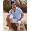imageCOOFANDY Mens Linen Shirts Short Sleeve Button Down Shirt Casual Beach Summer Shirts Wedding Vacation ShirtClear Blue