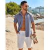 imageCOOFANDY Mens Linen Shirts Short Sleeve Button Down Shirt Casual Beach Summer Shirts Wedding Vacation ShirtDark Blue