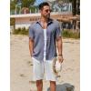 imageCOOFANDY Mens Linen Shirts Short Sleeve Button Down Shirt Casual Beach Summer Shirts Wedding Vacation ShirtDark Blue