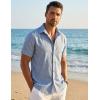 imageCOOFANDY Mens Linen Shirts Short Sleeve Button Down Shirt Casual Beach Summer Shirts Wedding Vacation ShirtDemin Blue