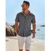 imageCOOFANDY Mens Linen Shirts Short Sleeve Button Down Shirt Casual Beach Summer Shirts Wedding Vacation ShirtGrey