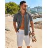 imageCOOFANDY Mens Linen Shirts Short Sleeve Button Down Shirt Casual Beach Summer Shirts Wedding Vacation ShirtGrey