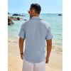 imageCOOFANDY Mens Linen Shirts Short Sleeve Button Down Shirt Casual Beach Summer Shirts Wedding Vacation ShirtLight Blue