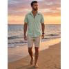 imageCOOFANDY Mens Linen Shirts Short Sleeve Button Down Shirt Casual Beach Summer Shirts Wedding Vacation ShirtLight Green