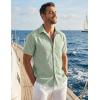 imageCOOFANDY Mens Linen Shirts Short Sleeve Button Down Shirt Casual Beach Summer Shirts Wedding Vacation ShirtLight Green