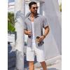 imageCOOFANDY Mens Linen Shirts Short Sleeve Button Down Shirt Casual Beach Summer Shirts Wedding Vacation ShirtLight Grey