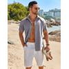imageCOOFANDY Mens Linen Shirts Short Sleeve Button Down Shirt Casual Beach Summer Shirts Wedding Vacation ShirtLight Grey