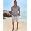 imageCOOFANDY Mens Linen Shirts Short Sleeve Button Down Shirt Casual Beach Summer Shirts Wedding Vacation ShirtLight Grey