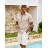 imageCOOFANDY Mens Linen Shirts Short Sleeve Button Down Shirt Casual Beach Summer Shirts Wedding Vacation ShirtLight Khaki