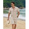 imageCOOFANDY Mens Linen Shirts Short Sleeve Button Down Shirt Casual Beach Summer Shirts Wedding Vacation ShirtLight Khaki
