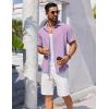 imageCOOFANDY Mens Linen Shirts Short Sleeve Button Down Shirt Casual Beach Summer Shirts Wedding Vacation ShirtLight Purple