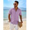 imageCOOFANDY Mens Linen Shirts Short Sleeve Button Down Shirt Casual Beach Summer Shirts Wedding Vacation ShirtLight Purple
