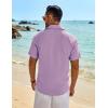imageCOOFANDY Mens Linen Shirts Short Sleeve Button Down Shirt Casual Beach Summer Shirts Wedding Vacation ShirtLight Purple